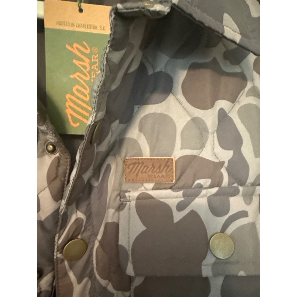 Marsh Wear Mens Camo Quilted Shirt Jacket Grey Brown Large NWT - Picture 7 of 8